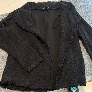 Black Fuzzy Open-Front blazer/sweater